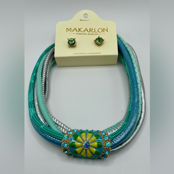 Makarlon Jewelry - Statement Multi Layered Necklace and Earrings. New! Never worn! Vibrant colors!